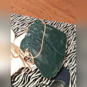 Bechamel Dark Green Velvet Clutch